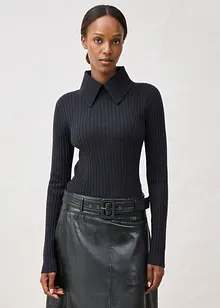 Maglione a coste in lana merino, bonprix