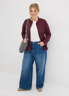 Felpa con zip in tessuto effetto neoprene, bonprix