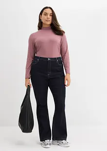 Maglia a maniche lunghe con collo dritto e poliammide riciclata, bonprix