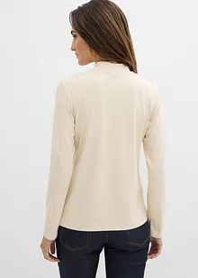 Maglia a maniche lunghe con collo dritto e poliammide riciclata, bonprix