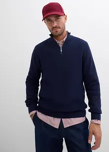 Maglione con mezza zip in puro cotone, bonprix
