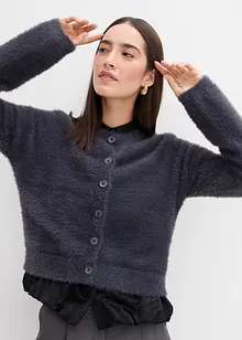 Cardigan in filato peloso di misto viscosa, bonprix