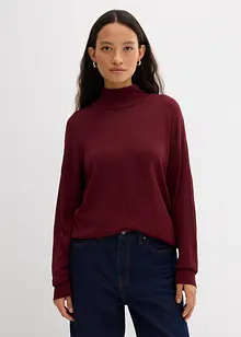 Maglione a collo alto in filato fine di misto viscosa, bonprix
