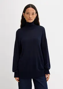 Maglione leggero in filato fine di misto viscosa con collo alto ampio, bonprix