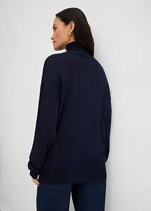 Maglione leggero in filato fine di misto viscosa con collo alto ampio, bonprix