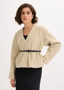 Blazer oversize effetto lana sfoderato, con cintura, bonprix