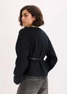 Blazer oversize effetto lana sfoderato, con cintura, bonprix
