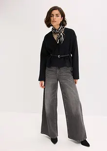 Blazer oversize effetto lana sfoderato, con cintura, bonprix