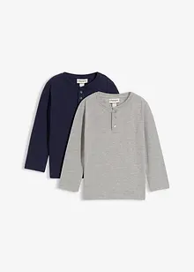 Maglia serafino a maniche lunghe con cotone biologico (pacco da 2), bonprix