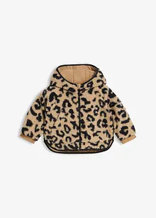 Giacca reversibile 2 in 1 in pile teddy, con cappuccio e tasche, bonprix