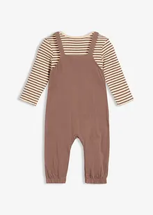 Salopette a costine con body in puro cotone biologico (set 2 pezzi), bonprix