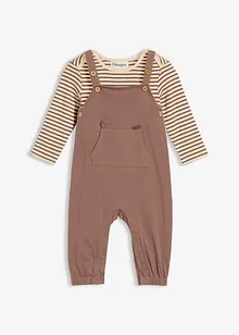 Salopette a costine con body in puro cotone biologico (set 2 pezzi), bonprix