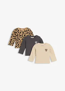 Maglia lunga in puro cotone biologico (pacco da 3), bonprix