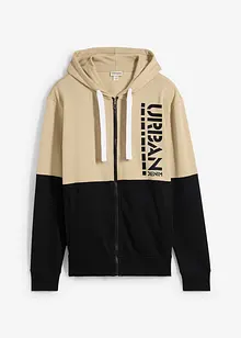 Felpa con zip e cappuccio in puro cotone biologico, bonprix