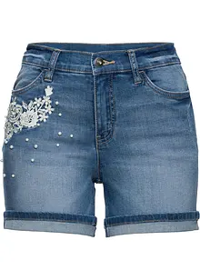 Shorts di jeans con applicazioni, vita media, bonprix