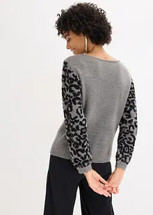 Maglione con maniche leopardate, bonprix