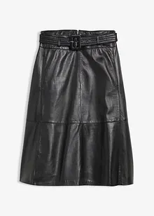 Gonna in nappa d'agnello con cintura (set 2 pezzi), bonprix