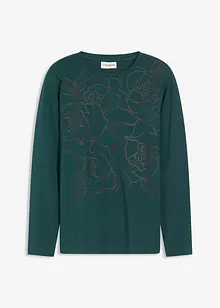 Maglia a maniche lunghe con rose stampate, bonprix