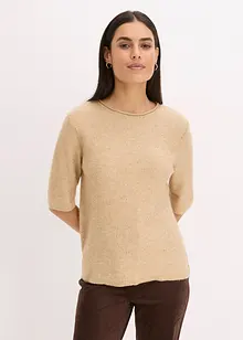 Maglione a mezze maniche con paillettes e filato lucido, bonprix