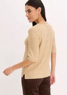 Maglione a mezze maniche con paillettes e filato lucido, bonprix