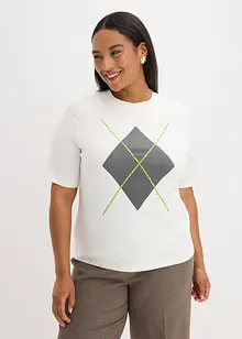 Maglia a mezze maniche con paillettes e stampa, bonprix