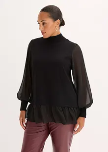 Maglione in filato fine con inserto effetto camicia, bonprix