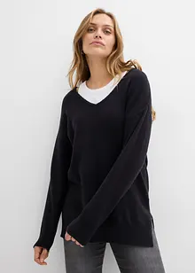 Maglione lungo oversize con spacchi ai lati, bonprix