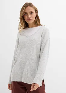 Maglione lungo oversize con spacchi ai lati, bonprix