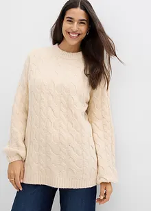 Maglione oversize con lavorazione a trecce, bonprix