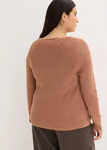 Maglione a coste in misto viscosa fluente, bonprix
