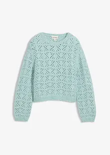 Maglione in  filato grosso con ricami traforati, bonprix