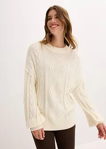 Maglione oversize con lavorazione a trecce, bonprix