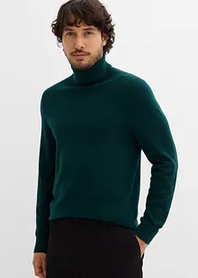 Maglione a collo alto in filato fine con lana merino, slim fit, bonprix