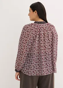 Blusa in chiffon con fantasia e ricamo, bonprix