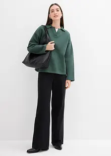 Felpa in cotone biologico con colletto polo in maglia, bonprix