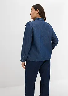Camicia in denim in puro cotone con volants, bonprix