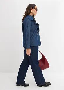 Camicia in denim in puro cotone con volants, bonprix