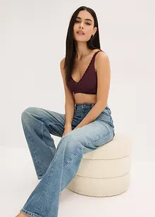 Bralette a costine con cotone biologico e pizzo, bonprix