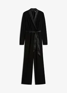 Tuta in crêpe strutturato con inserto di satin, bonprix