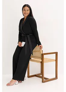 Tuta in crêpe strutturato con inserto di satin, bonprix