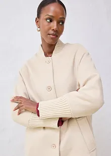 Giaccone in lana con finiture a maglia, bonprix