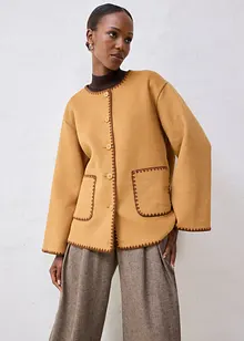 Giacca in lana con ricamo decorativo (set con sciarpa), bonprix