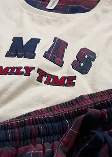 Pigiama con pantaloni in morbida flanella di cotone e sacchetto regalo, bonprix