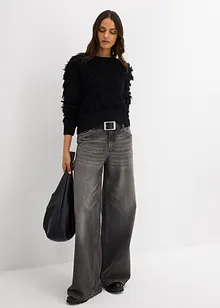Maglione in filato grosso con frange, bonprix