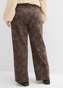 Pantaloni in twill leopardati wide leg, bonprix