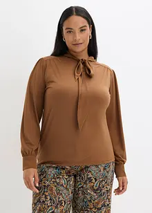 Maglia con viscosa e fiocco in satin, bonprix