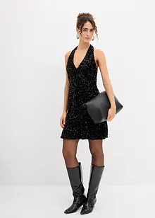 Abito con paillettes e collo all'americana, bonprix