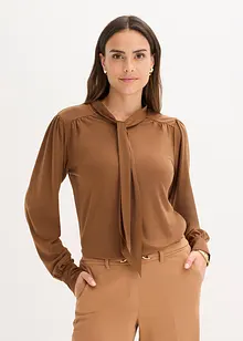 Maglia con viscosa e fiocco in satin, bonprix