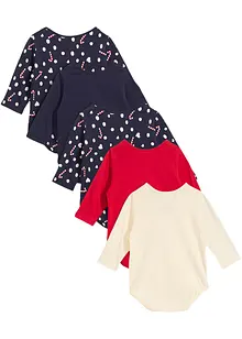 Body a maniche lunghe in puro cotone biologico (pacco da 5), bonprix