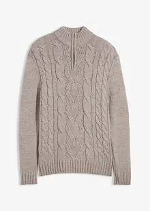 Maglione a trecce con zip, bonprix